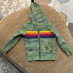 Kids Aviator Nation Camouflage Hoodie with Rainbow Stripes
